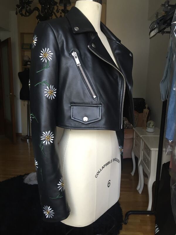 Daisy leather jacket on the stand