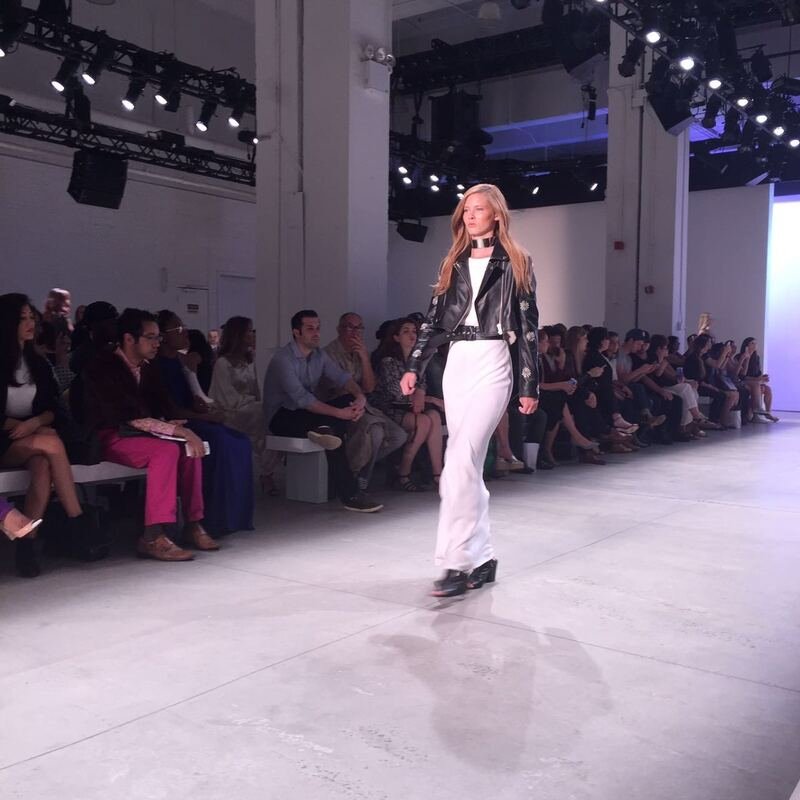 Leather biker on the catwalk
