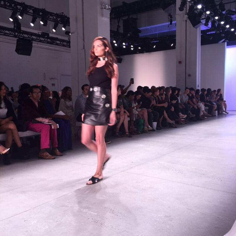 Black leather mini on the catwalk