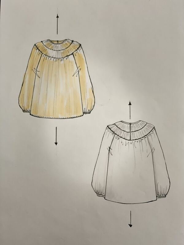 Sketch, gathered-yoke blouse