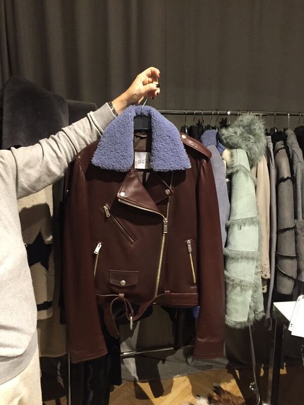 Leather biker with shearling collar